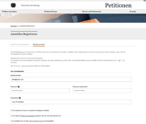 Registrieren ePetition