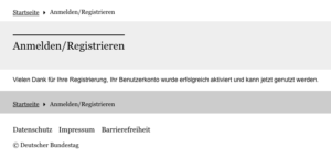 Registrieren ePetition